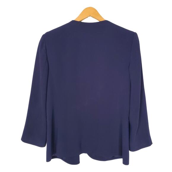 Theory Lindraya Admiral Crepe Blazer Open Front Jacket Work Navy Blue Size 10 - Picture 3 of 8